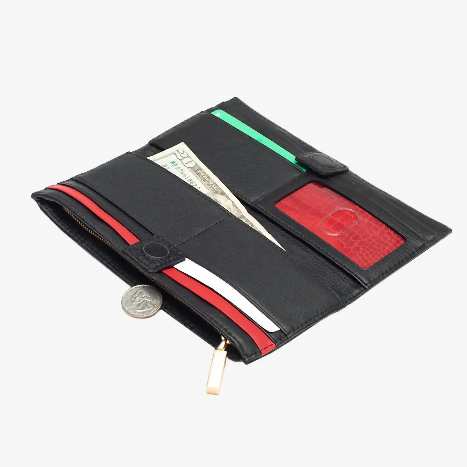 110 North Wallet In Black/brushed Gold