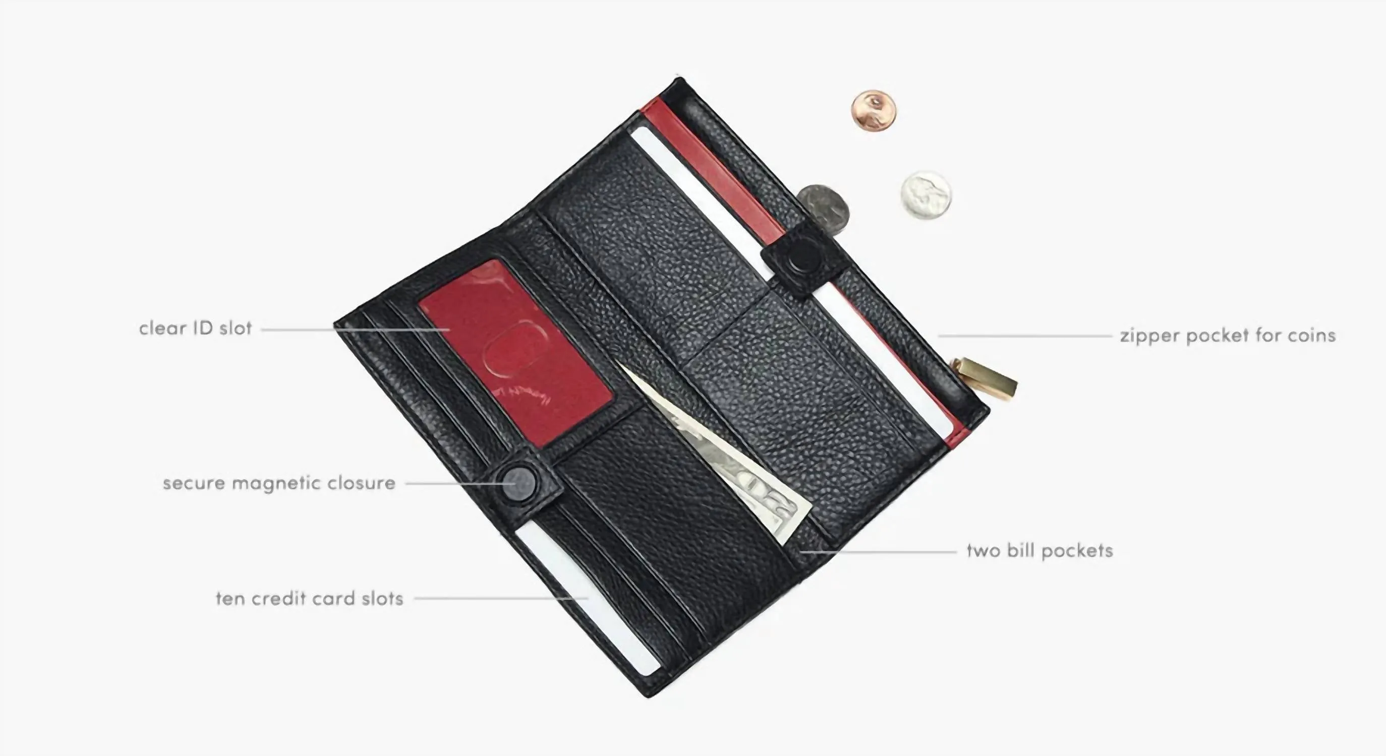 110 North Wallet In Black/brushed Gold