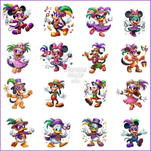 16 Cartoon and friends Mardi Gras Designs Bundle PNG