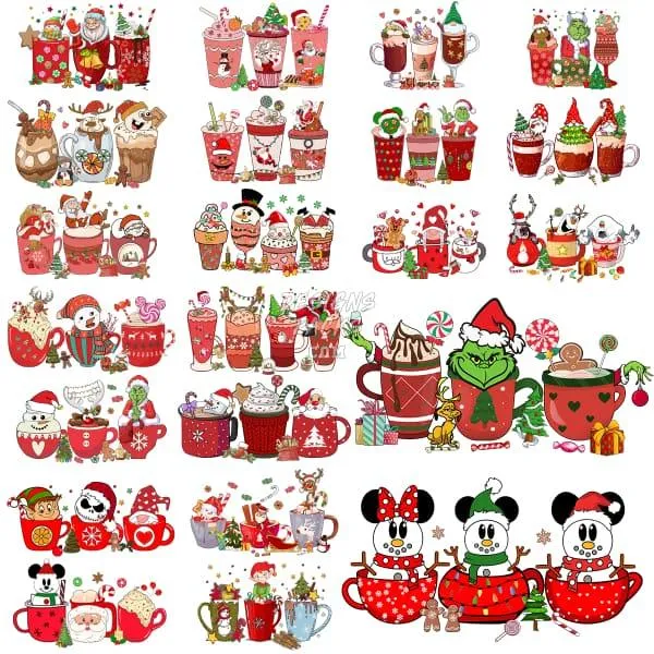 22 Christmas Cartoon Drinks & Food Designs Bundle PNG