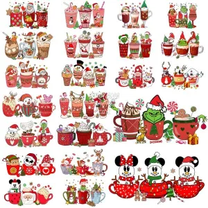 22 Christmas Cartoon Drinks & Food Designs Bundle PNG