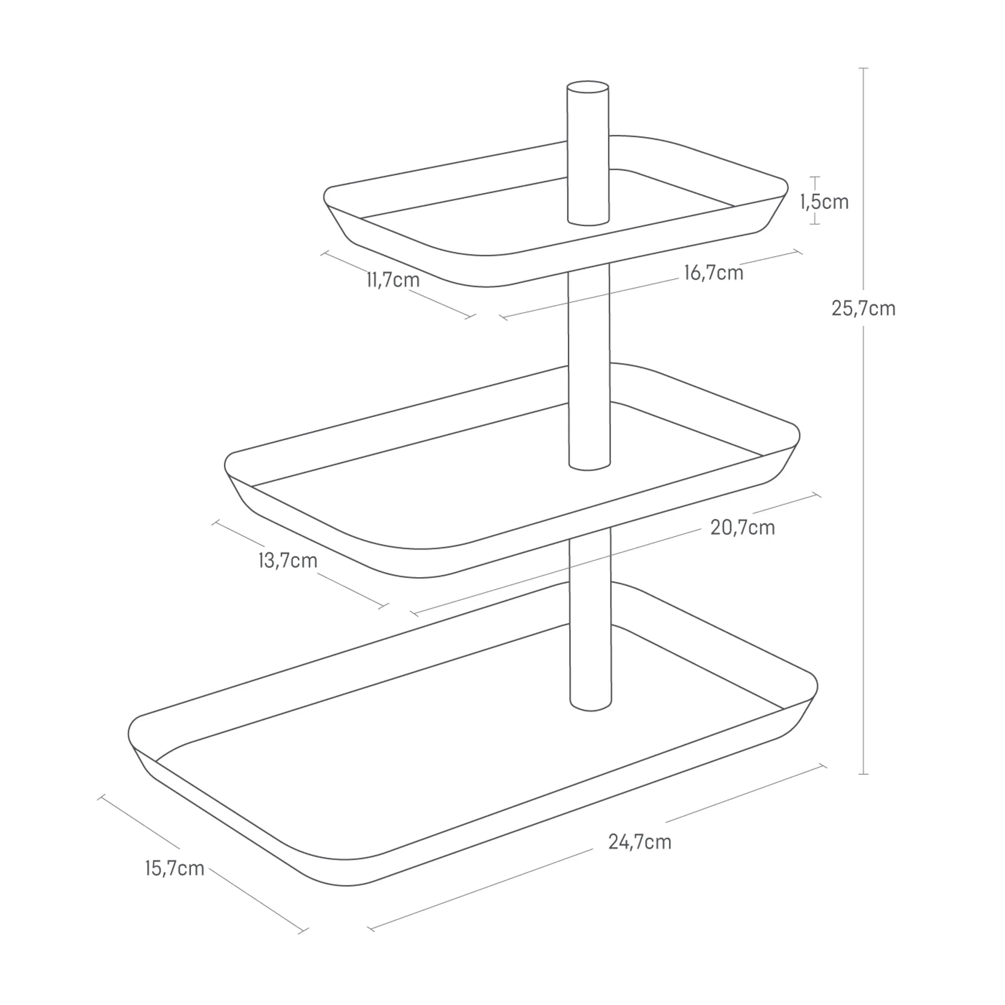 3-Tiered Accessory Stand with Rotatable Trays