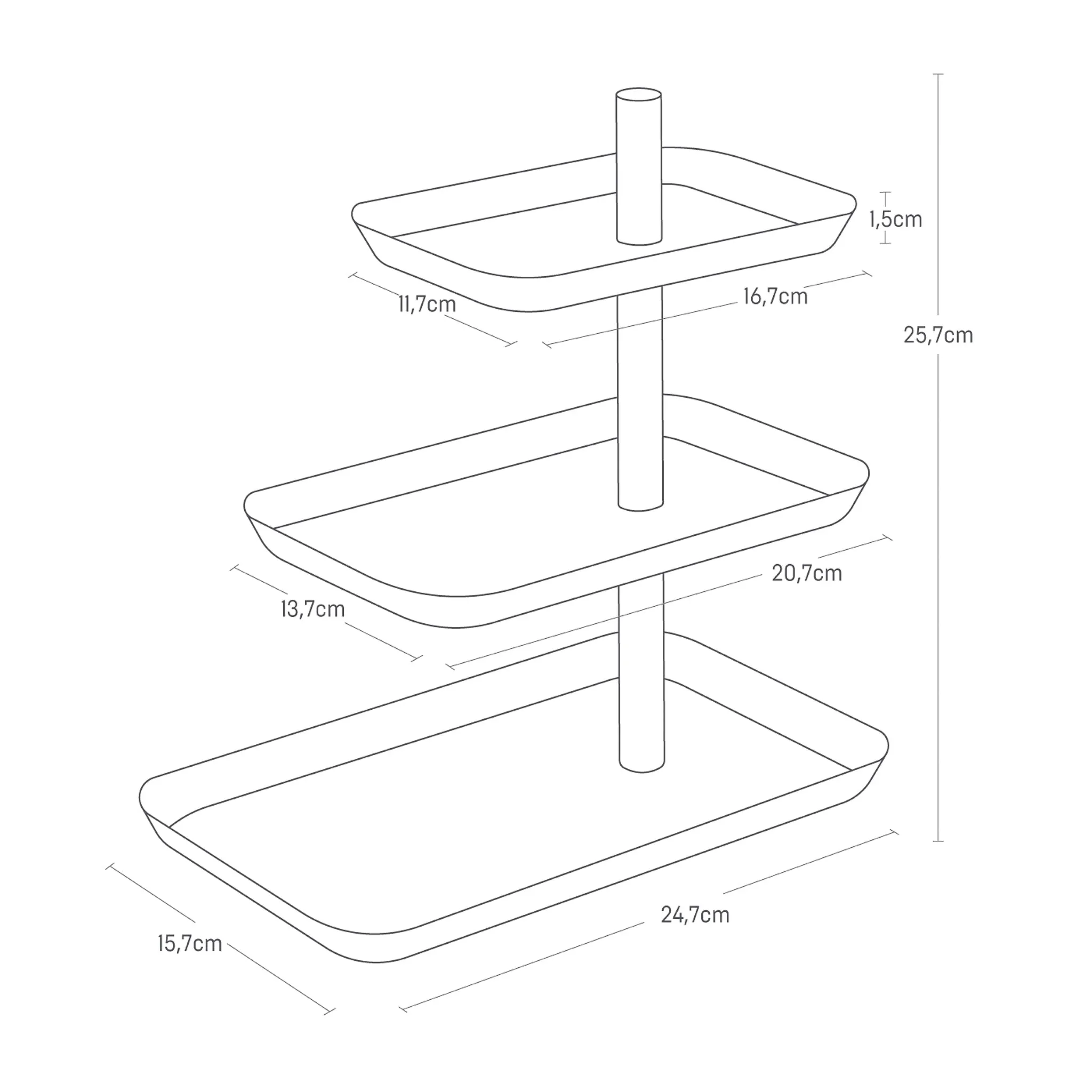3-Tiered Accessory Stand with Rotatable Trays