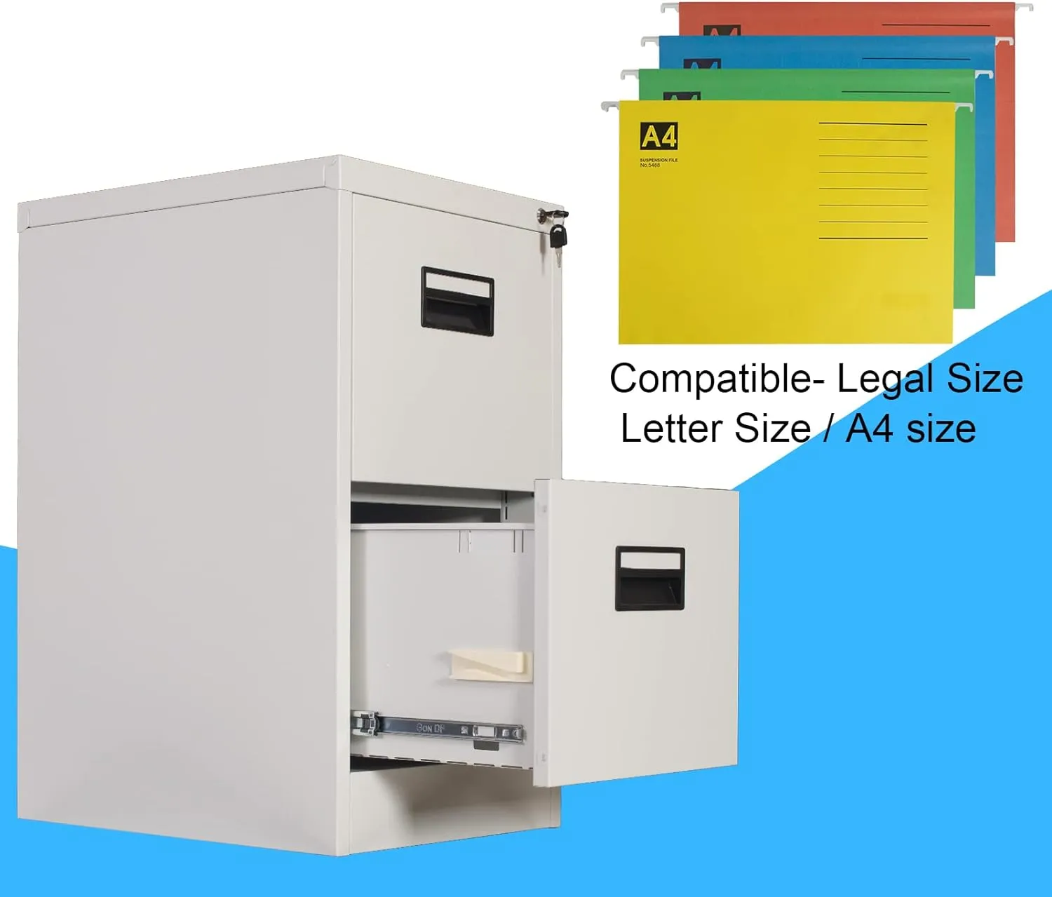 45 X 45 X 105Cm 2-Drawer Office Steel File Cabinet Wg-2