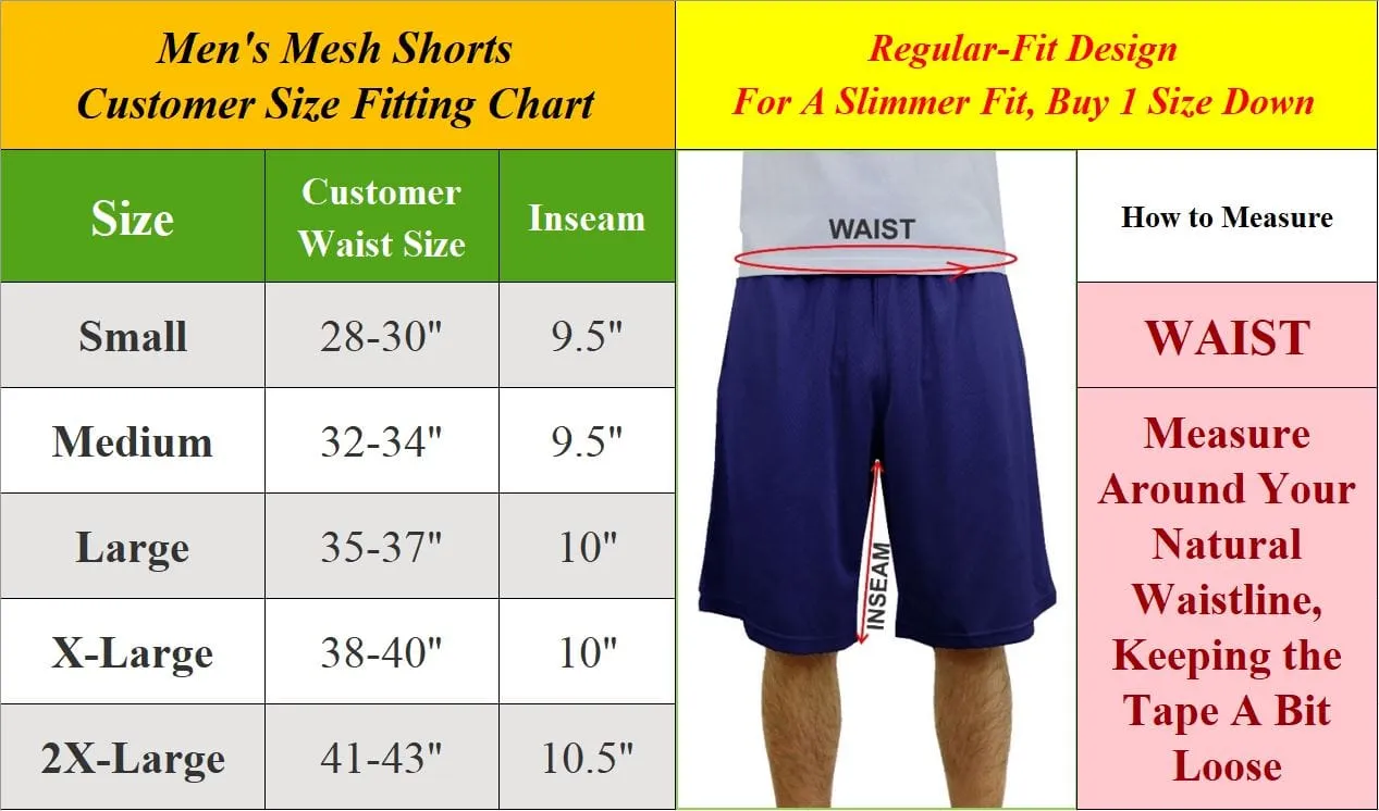 [5 PACK] Men's Active Mesh Moisture Wicking Shorts with Side Design