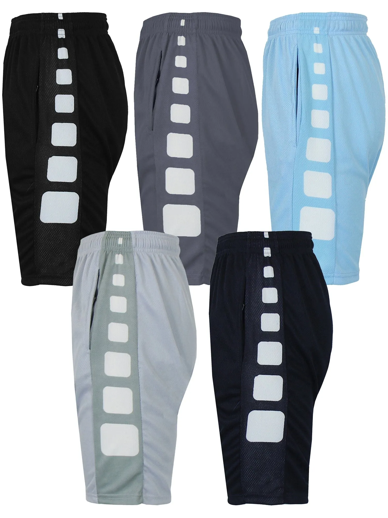 [5 PACK] Men's Active Mesh Moisture Wicking Shorts with Side Design