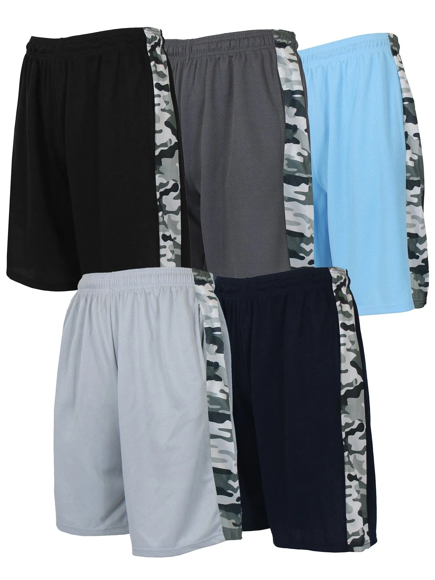[5 PACK] Men's Active Mesh Moisture Wicking Shorts with Side Design