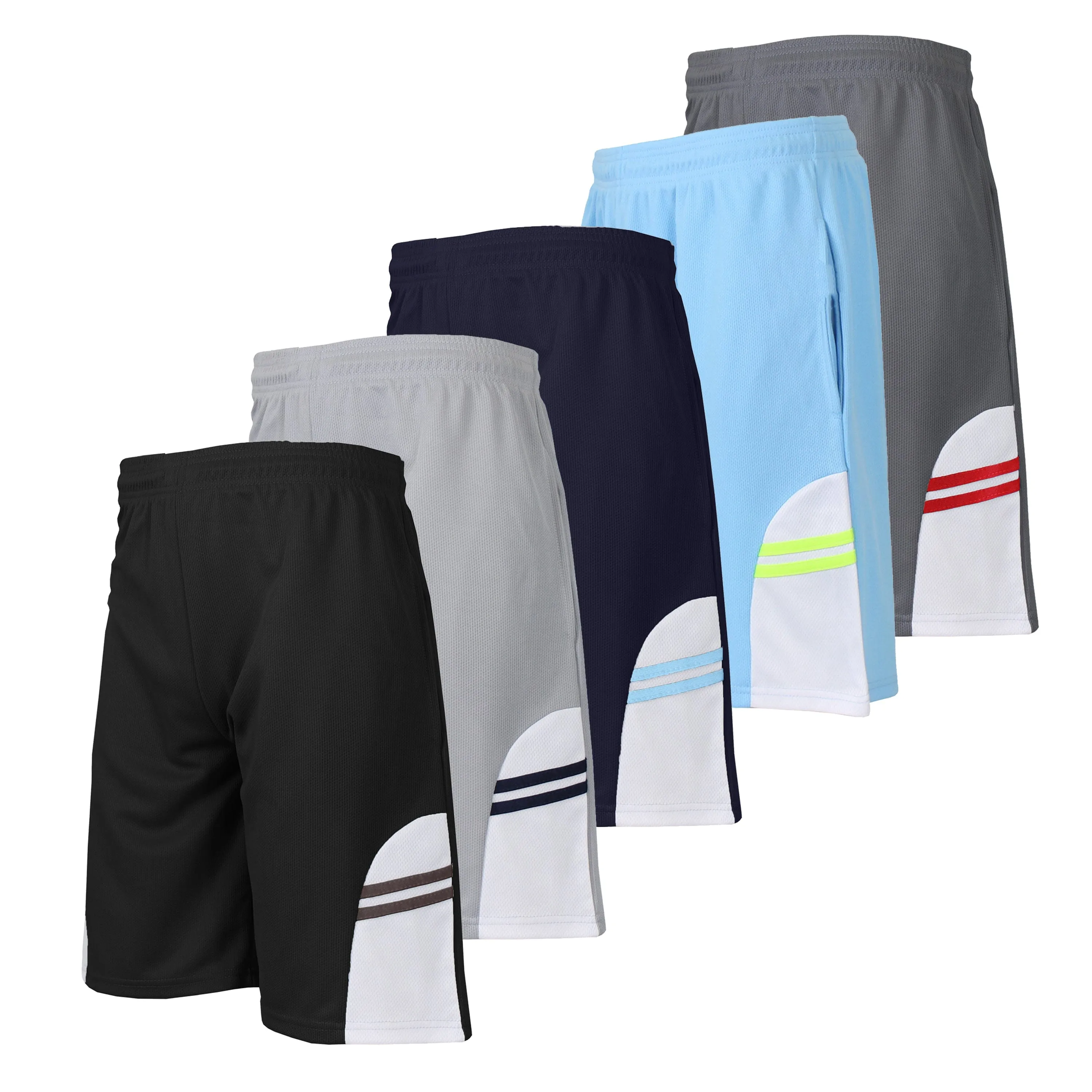 [5 PACK] Men's Active Mesh Moisture Wicking Shorts with Side Design