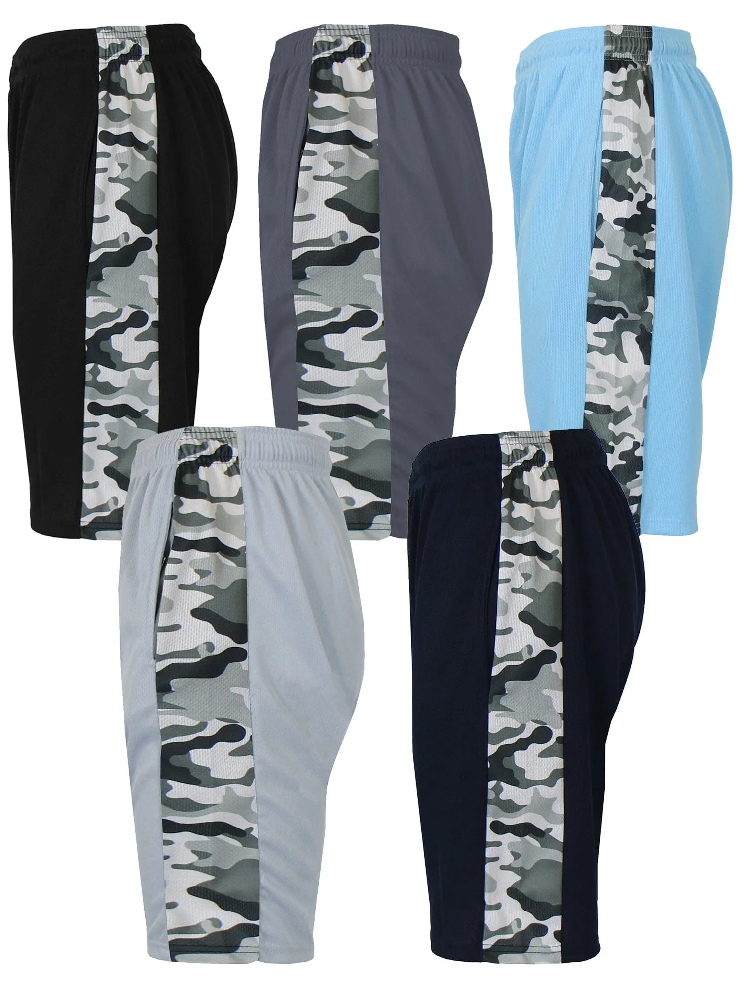 [5 PACK] Men's Active Mesh Moisture Wicking Shorts with Side Design