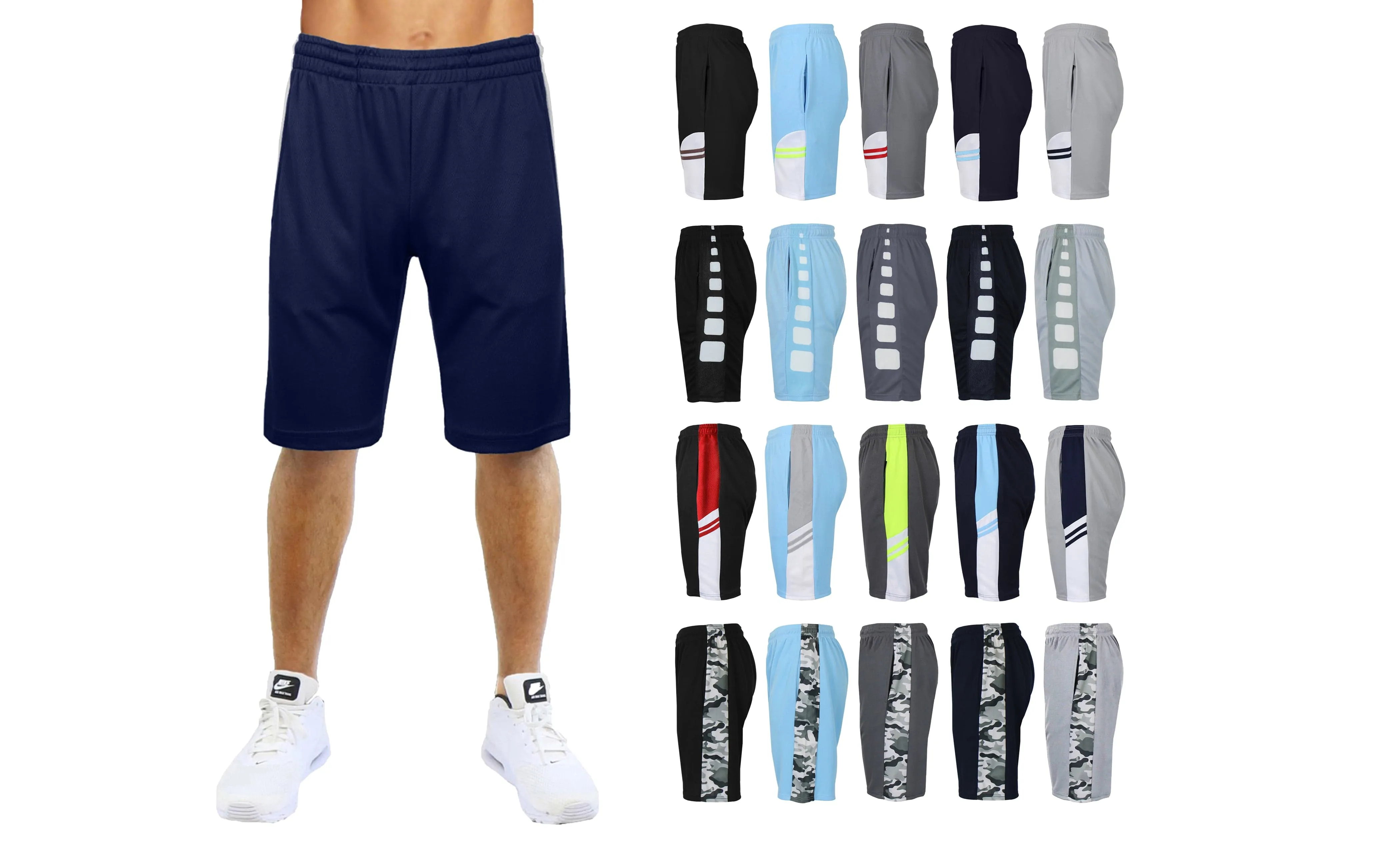 [5 PACK] Men's Active Mesh Moisture Wicking Shorts with Side Design