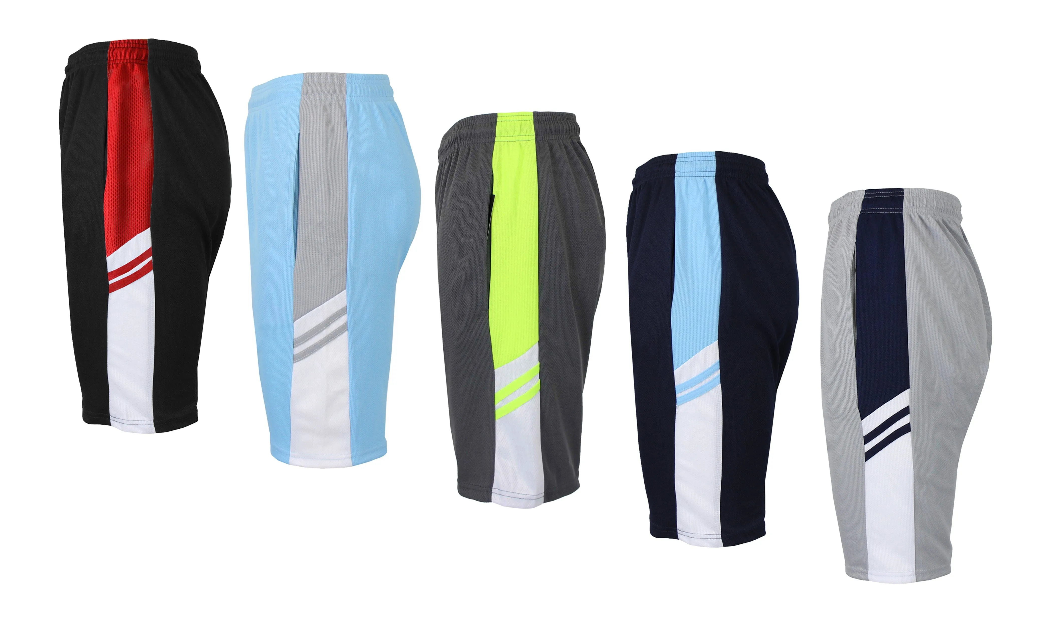 [5 PACK] Men's Active Mesh Moisture Wicking Shorts with Side Design