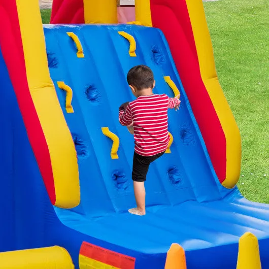 6-In-1 Inflatable Water Slide with Dual Slides and Cave Crawling Game without Blower