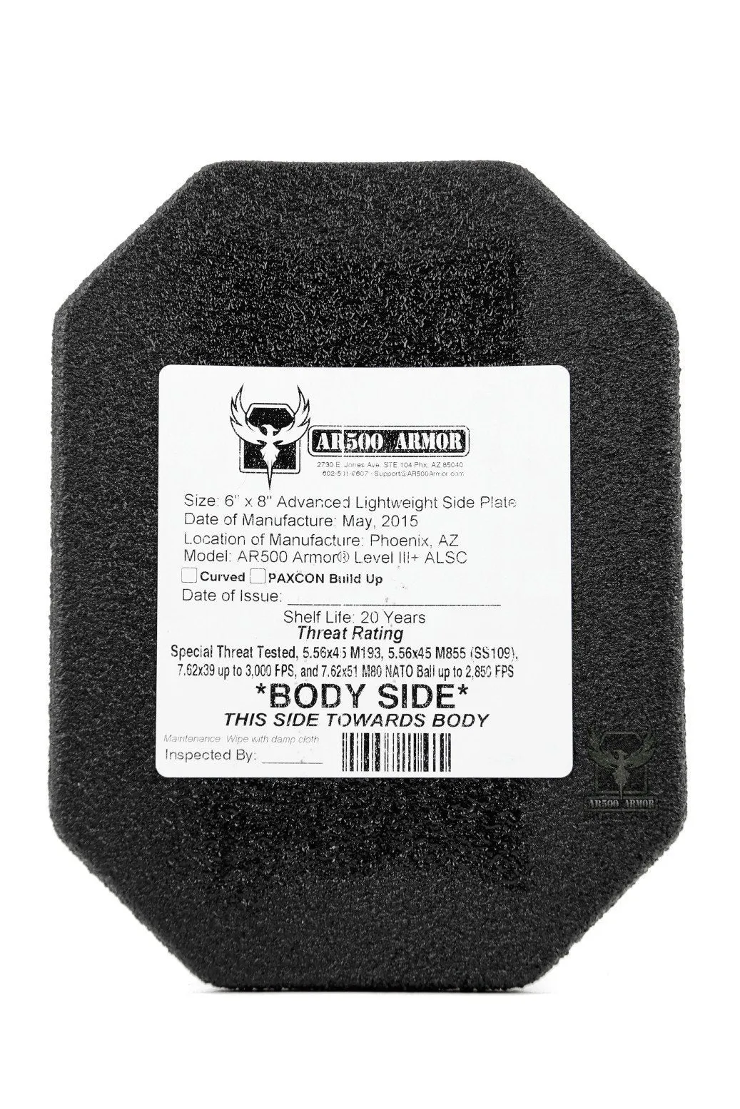 AR500 Armor Lightweight 6x8 III  Side Plate