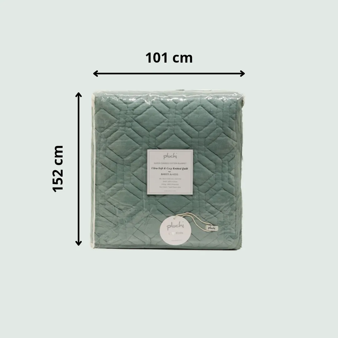 Blue Knitted AC Blanket/Quilt for Baby | 100% Organic Cotton