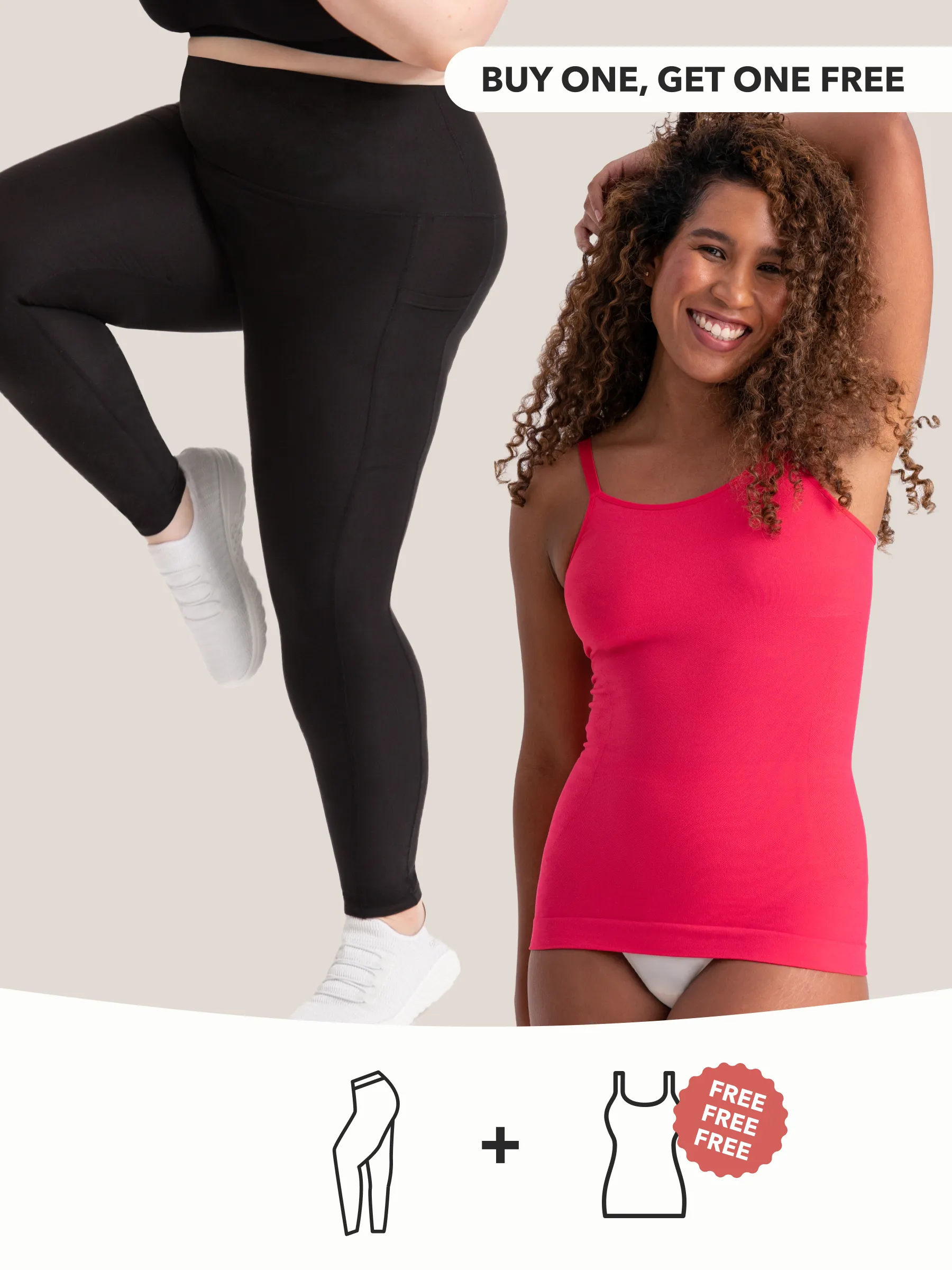Buy 1, Get 1 FREE: 1 Active Leggings   1 FREE Shaper Cami