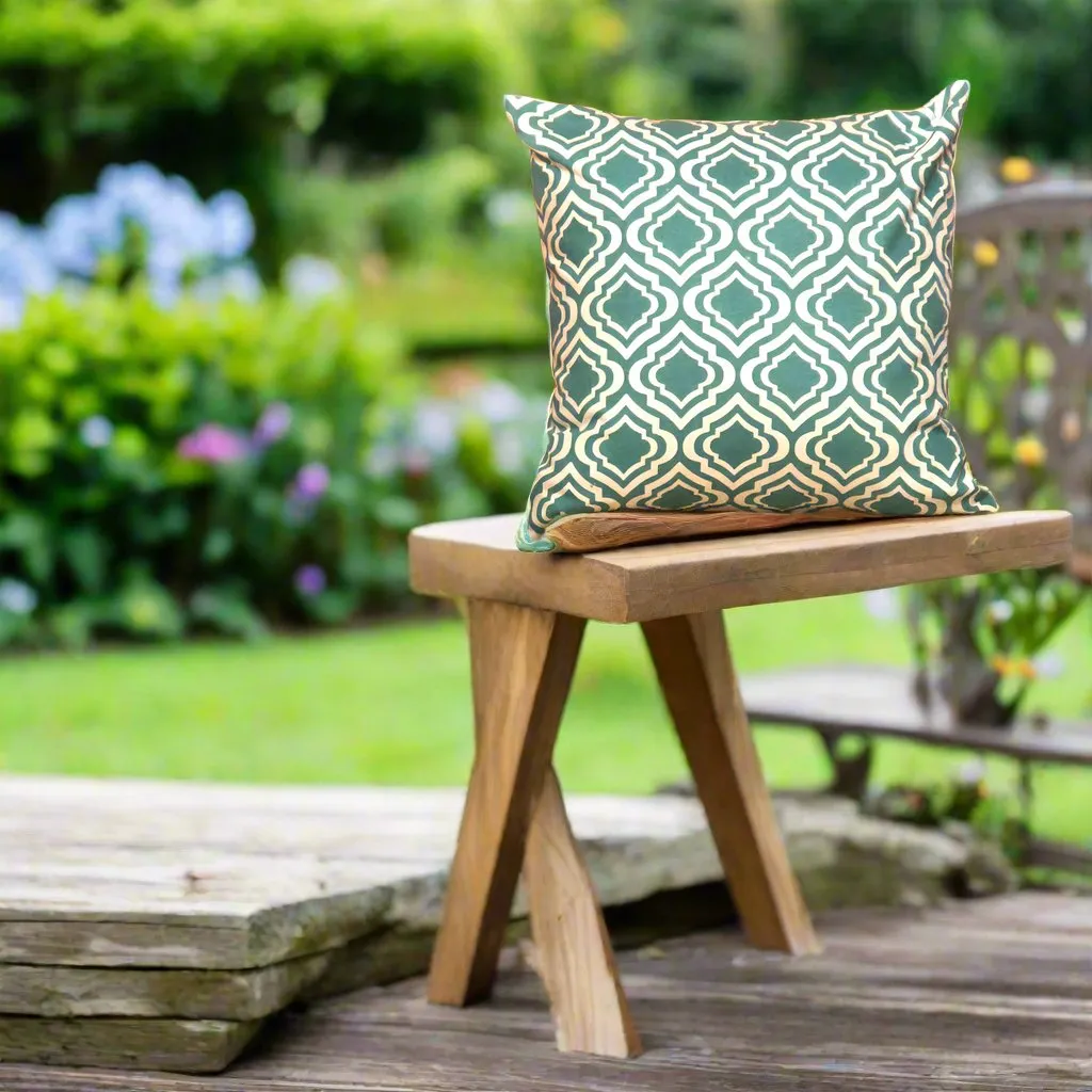 Designer Cushion Cover with Premium Handmade Cotton Fabric - Sea Green Moroccan Pattern