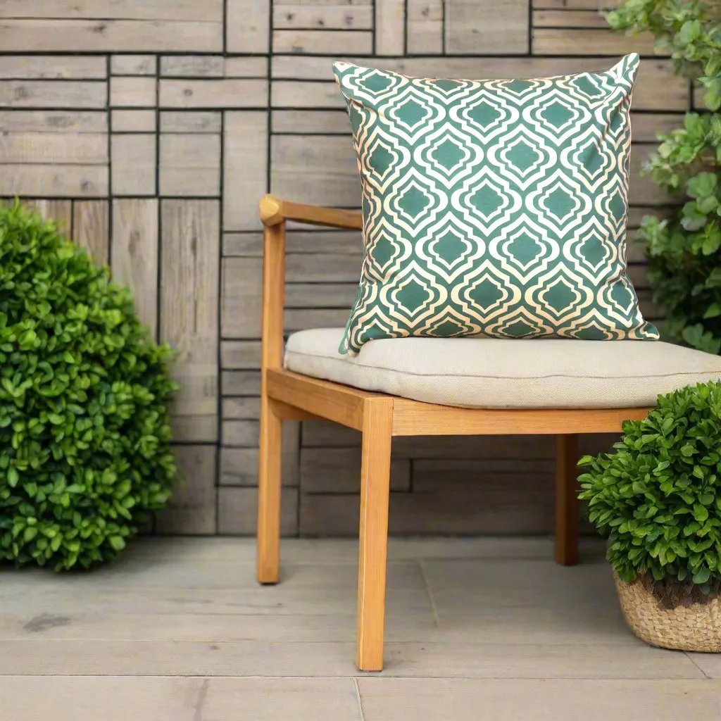 Designer Cushion Cover with Premium Handmade Cotton Fabric - Sea Green Moroccan Pattern