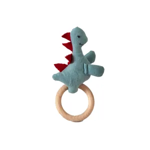 Dino Rattle Knitted Light Green & Red Baby Stuffed/Plush/Soft Toy | 100% Premium Cotton