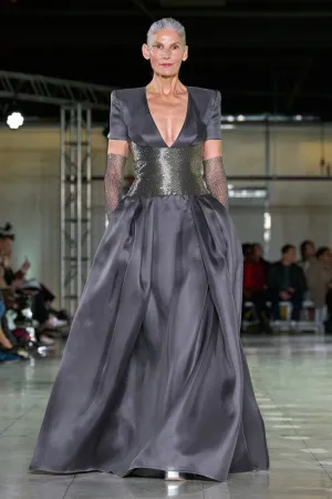 GOWN WITH BEADED BELT