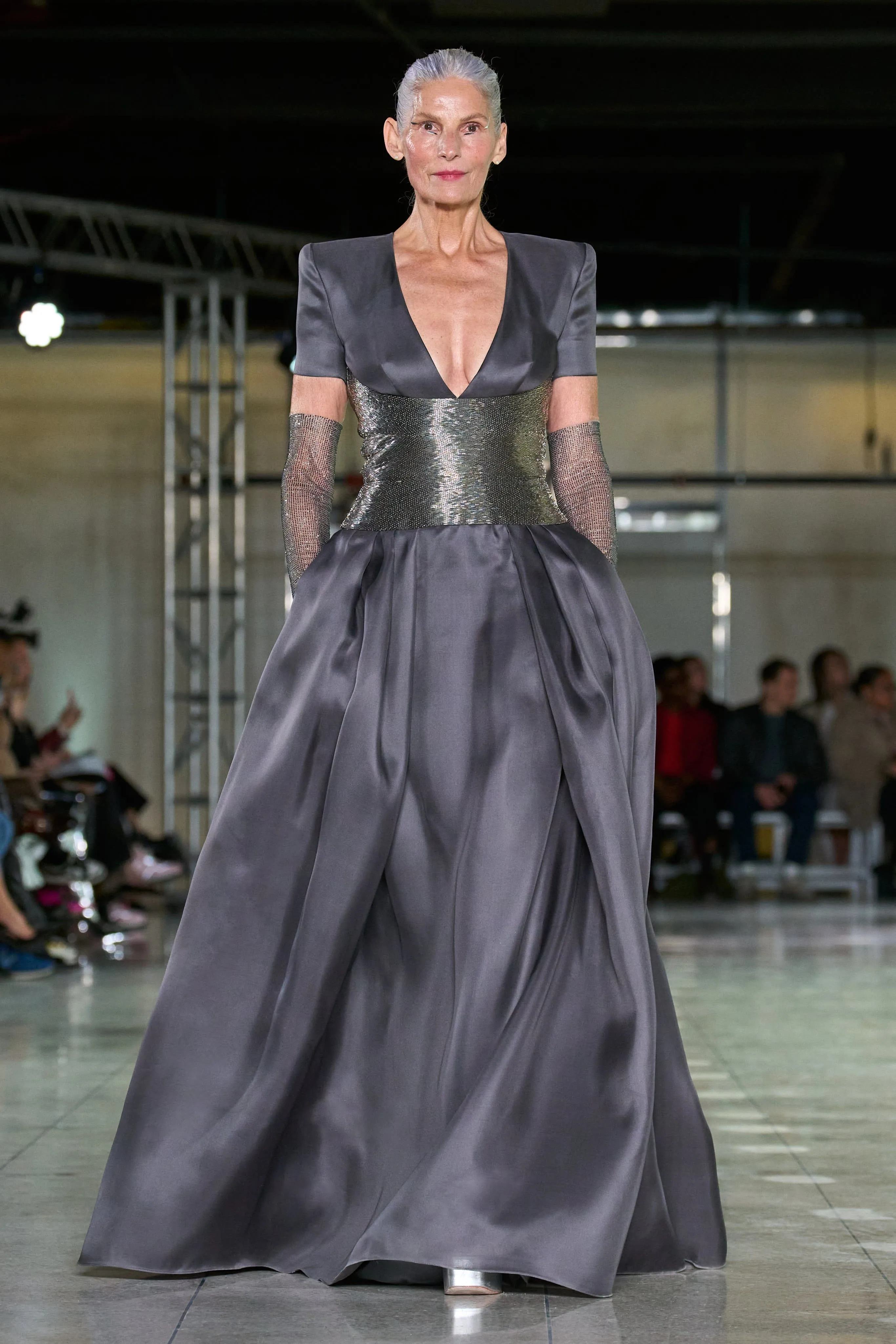 GOWN WITH BEADED BELT