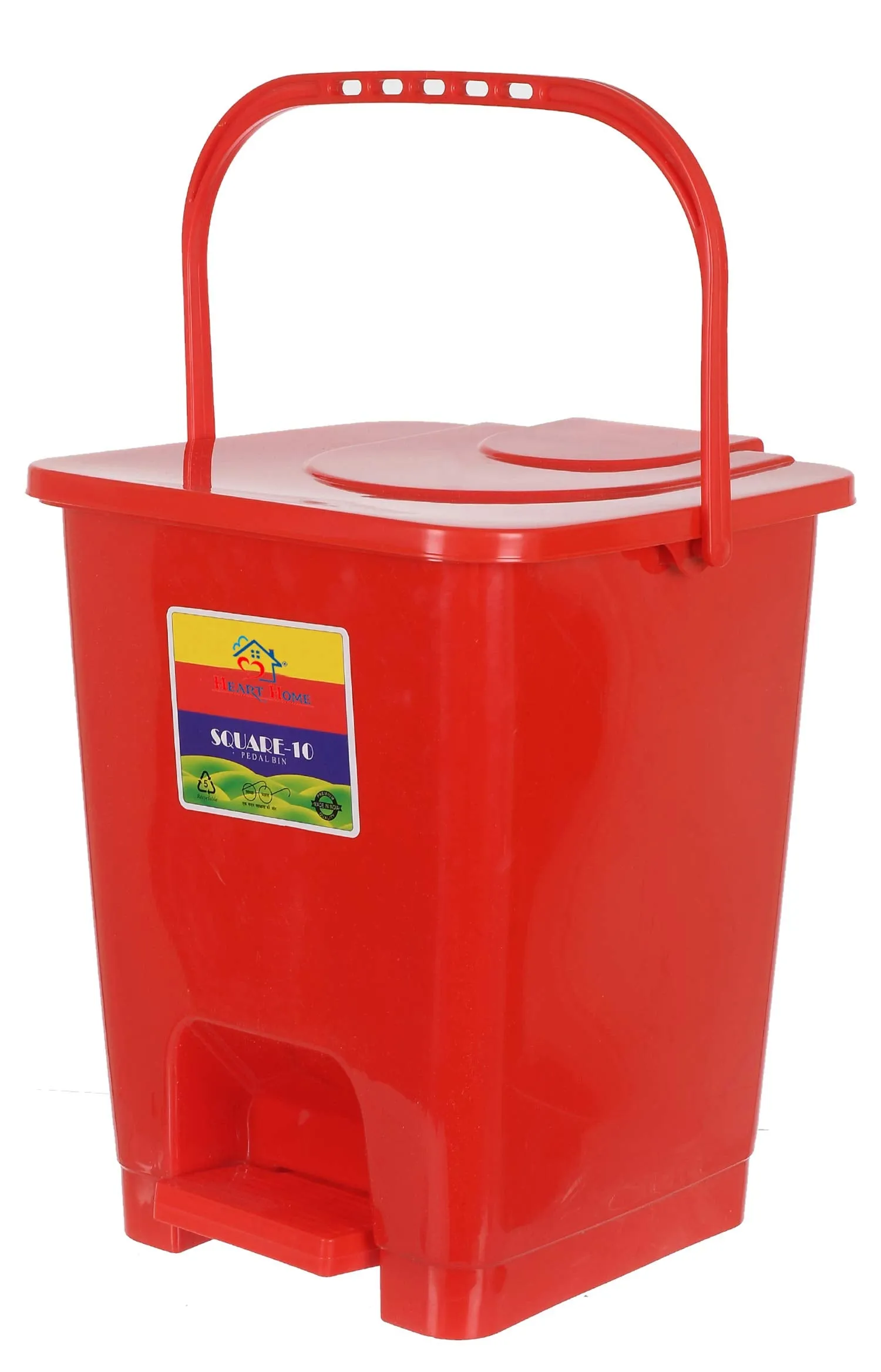 Heart Home Premium Plastic Pedal Dustbin 10 Ltr (Red)