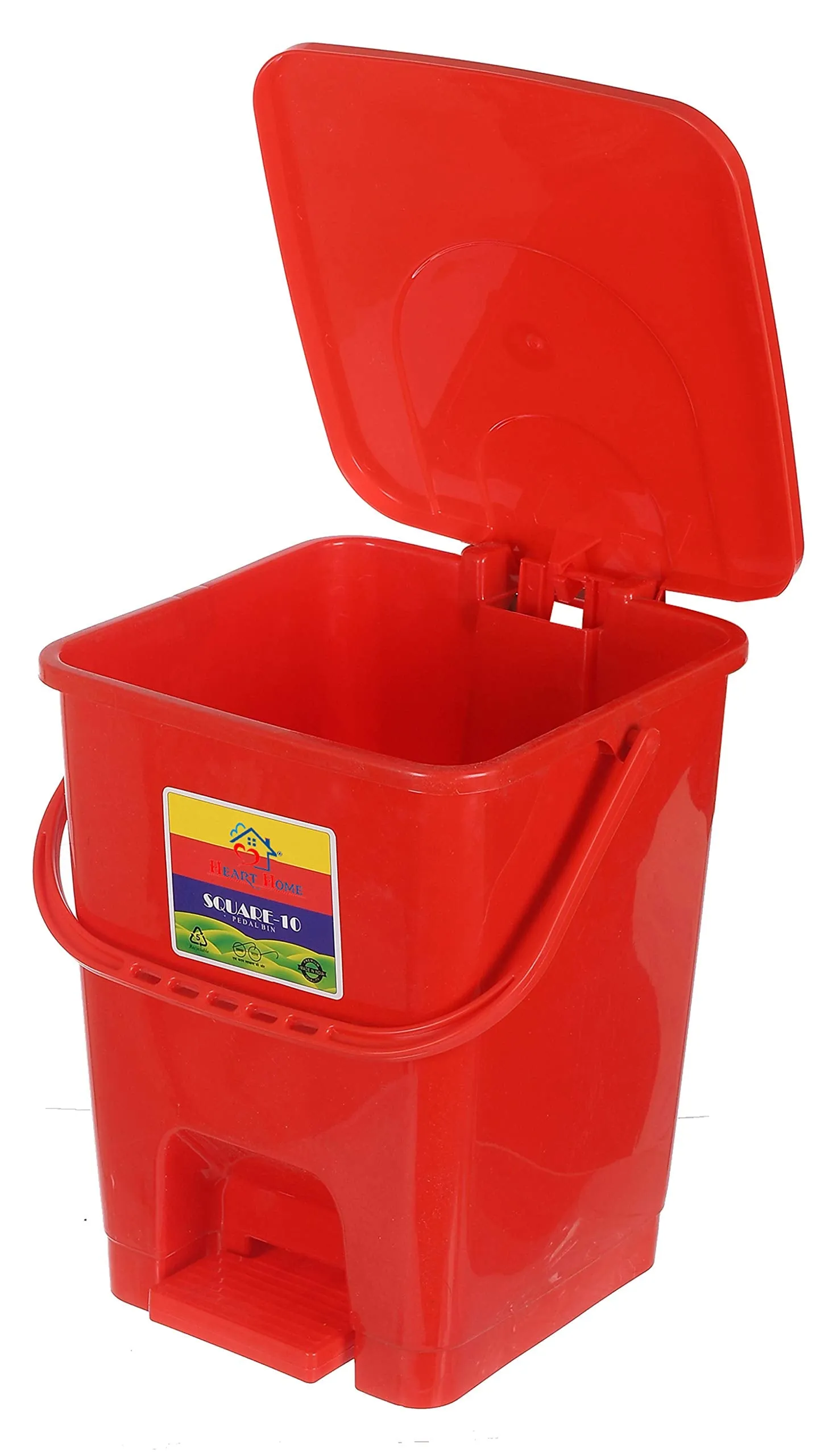 Heart Home Premium Plastic Pedal Dustbin 10 Ltr (Red)