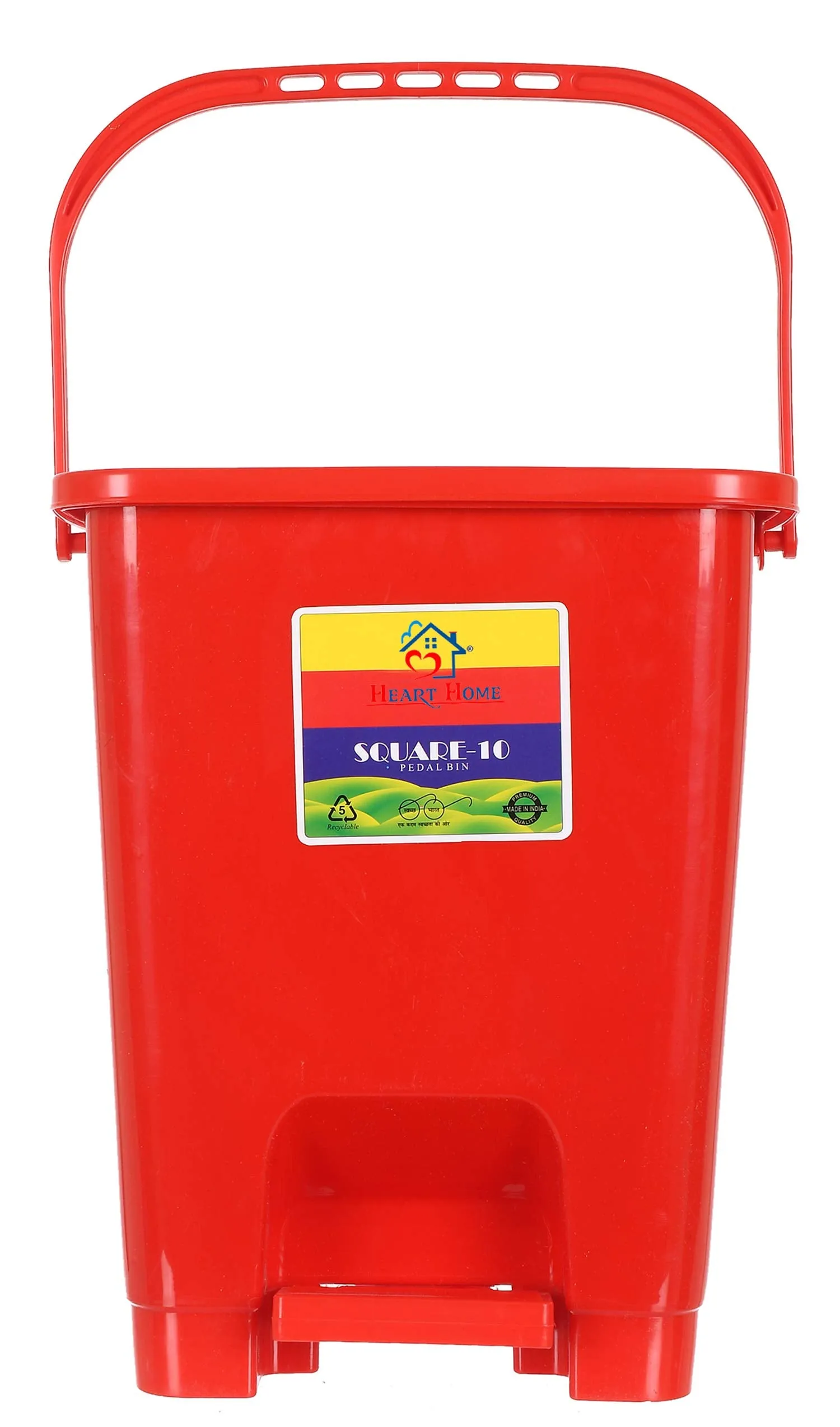 Heart Home Premium Plastic Pedal Dustbin 10 Ltr (Red)