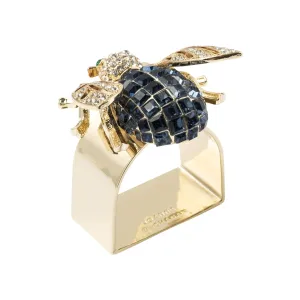 Large Sparkle Bee Napkin Ring, Navy, Set Of Four