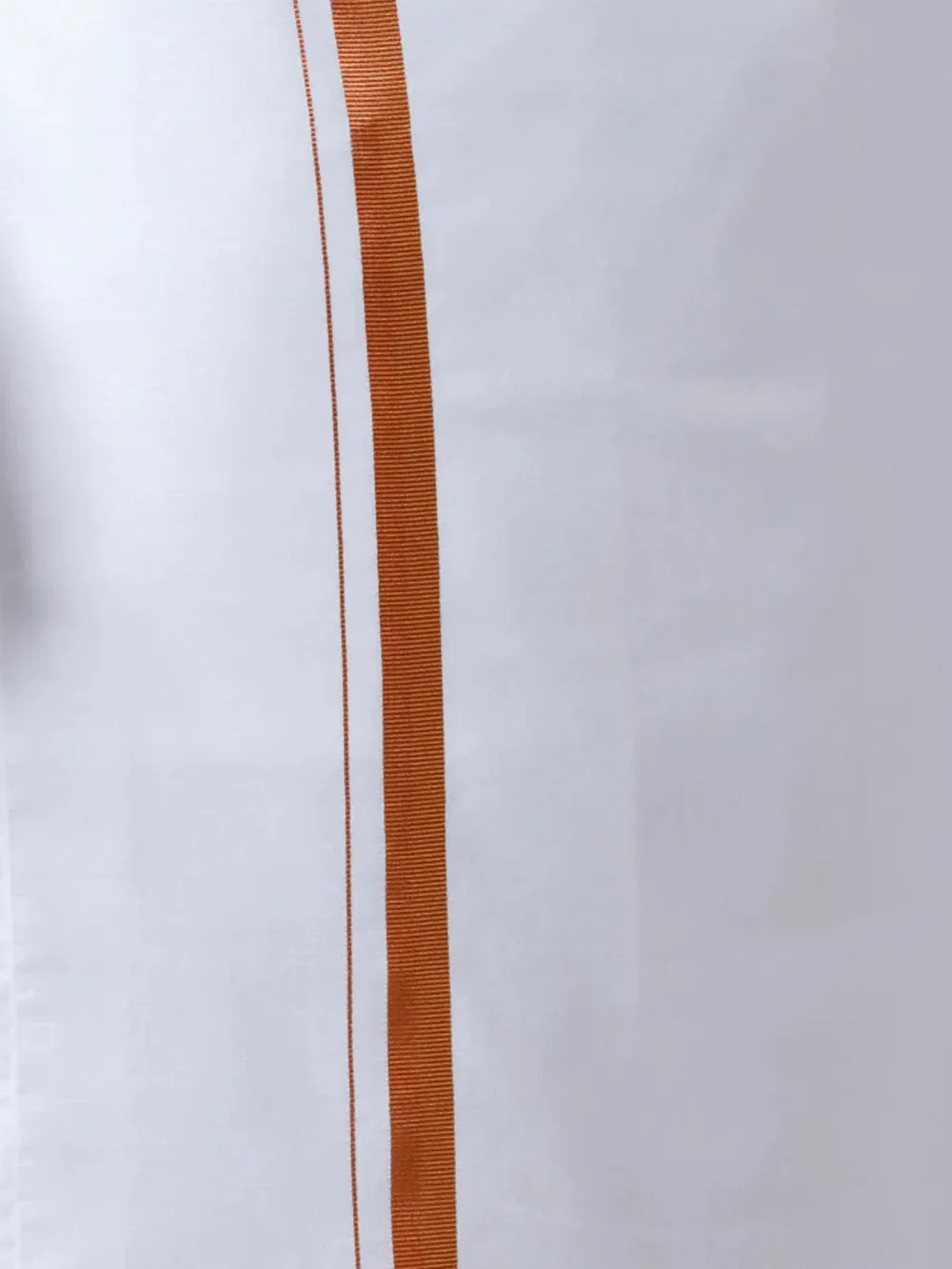 Men White Dhoti with 3/4" Copper Jari Border