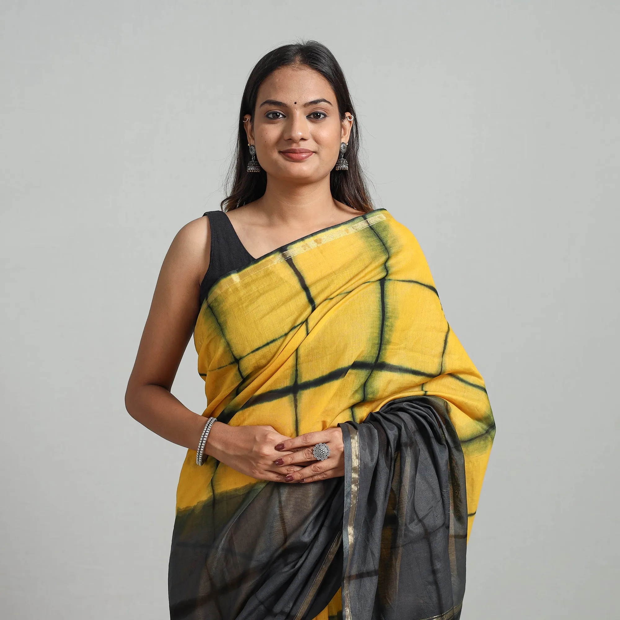 Multicolor - Tie & Dye Chanderi Silk Shibori Saree with Zari Border 03
