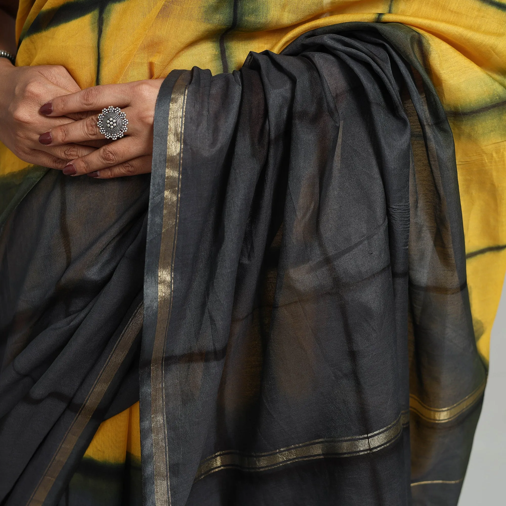Multicolor - Tie & Dye Chanderi Silk Shibori Saree with Zari Border 03