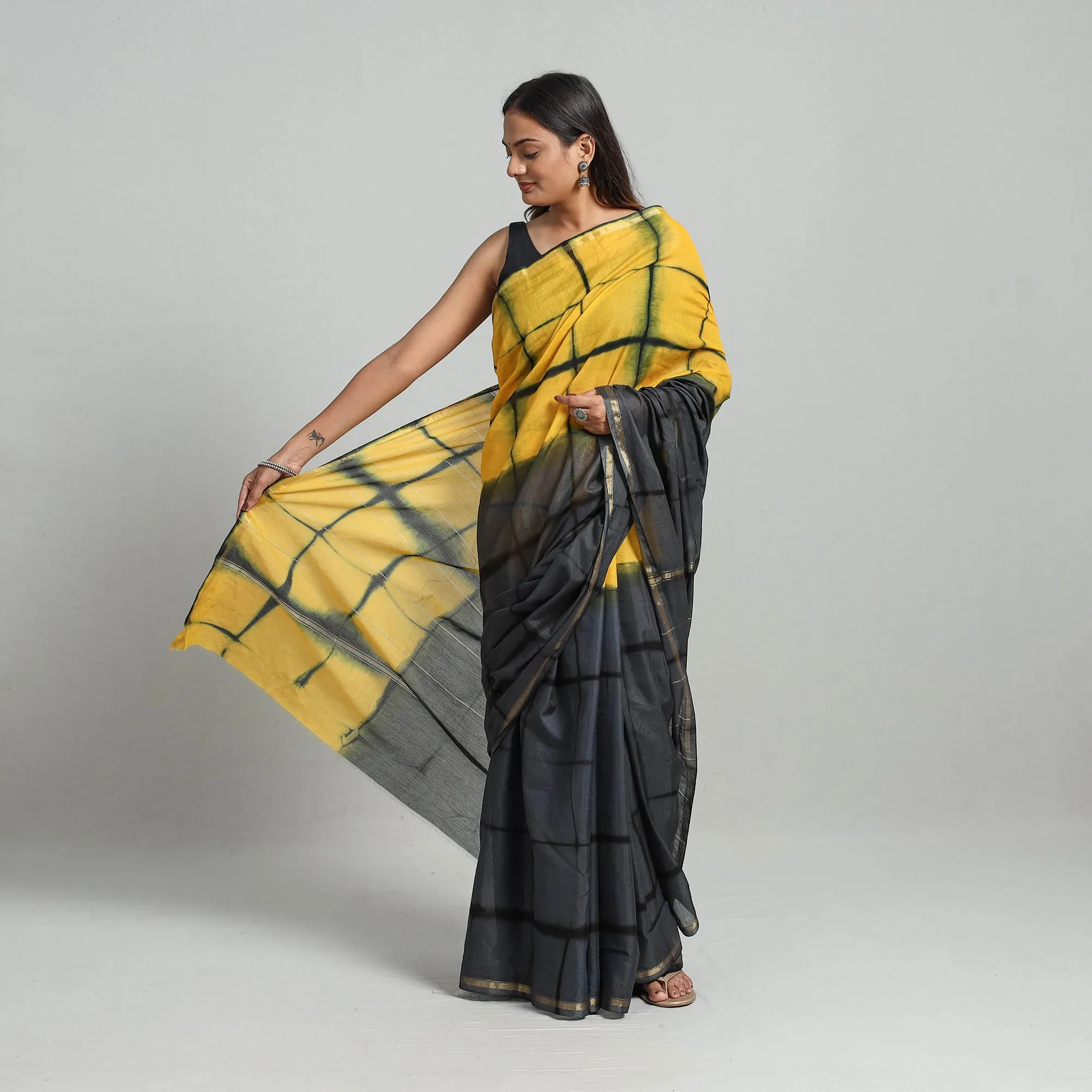 Multicolor - Tie & Dye Chanderi Silk Shibori Saree with Zari Border 03