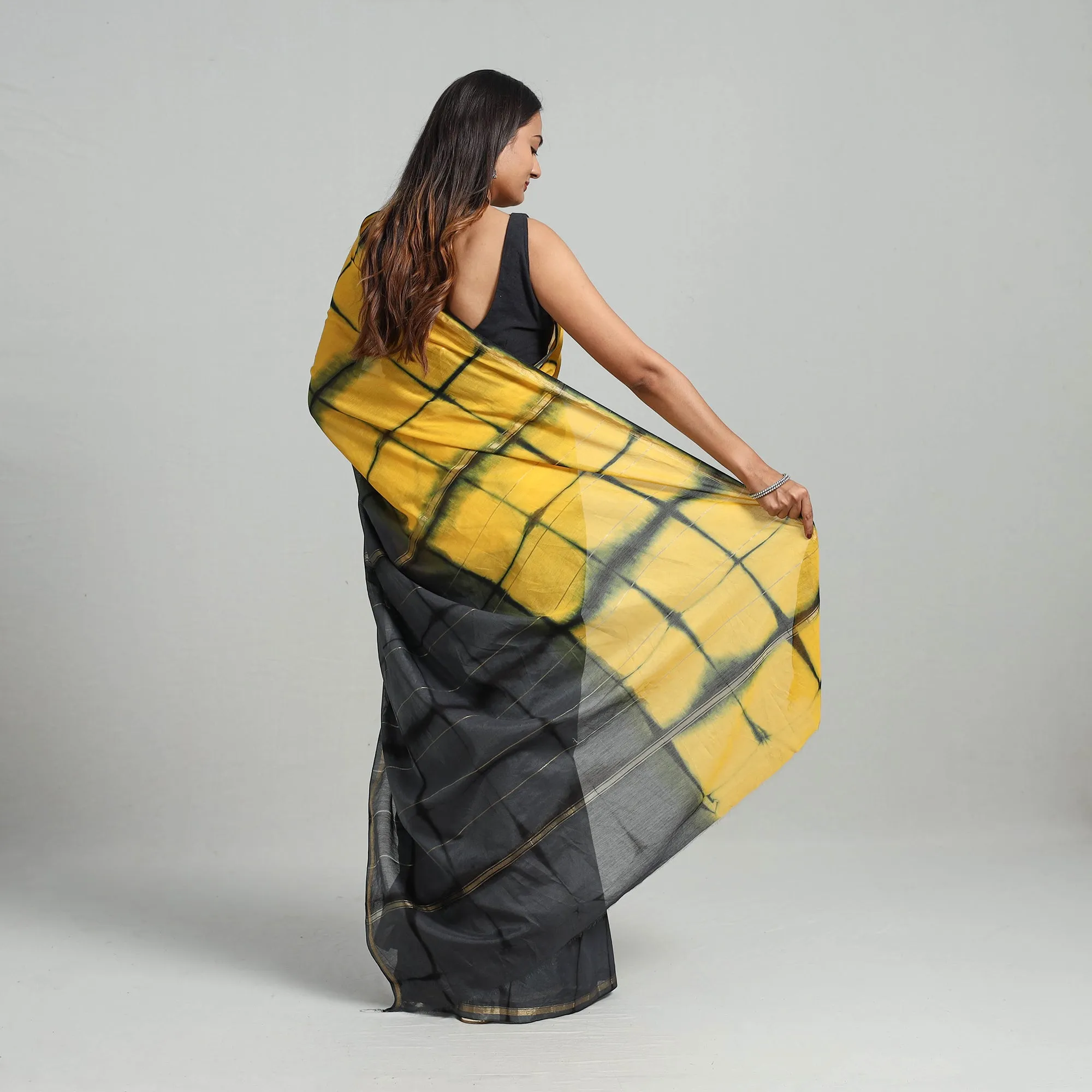 Multicolor - Tie & Dye Chanderi Silk Shibori Saree with Zari Border 03