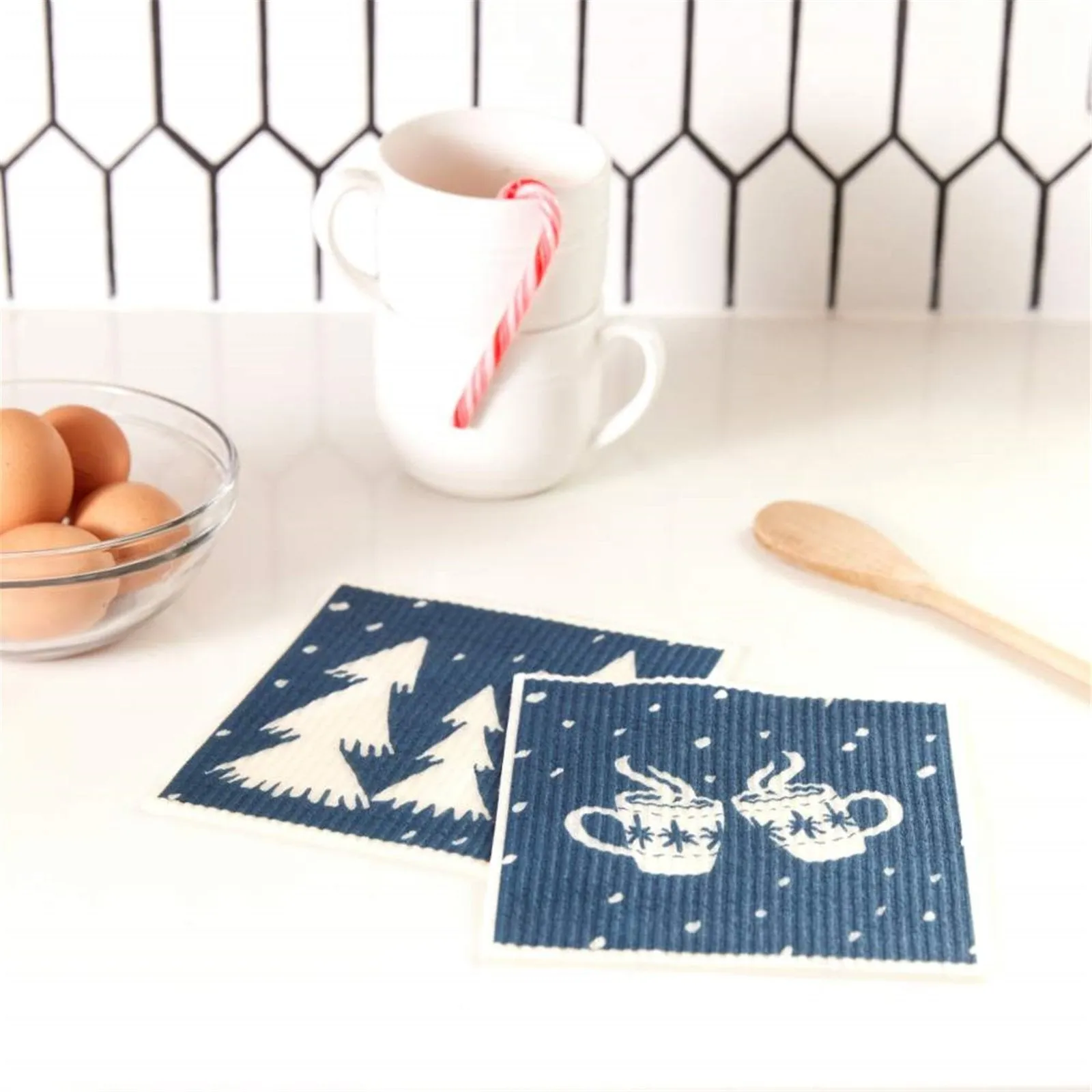 Nordic Tree Eco-Friendly blu Sponge Cloth- Set of 2