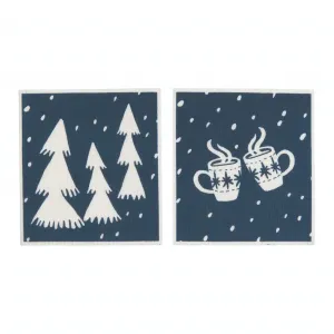 Nordic Tree Eco-Friendly blu Sponge Cloth- Set of 2