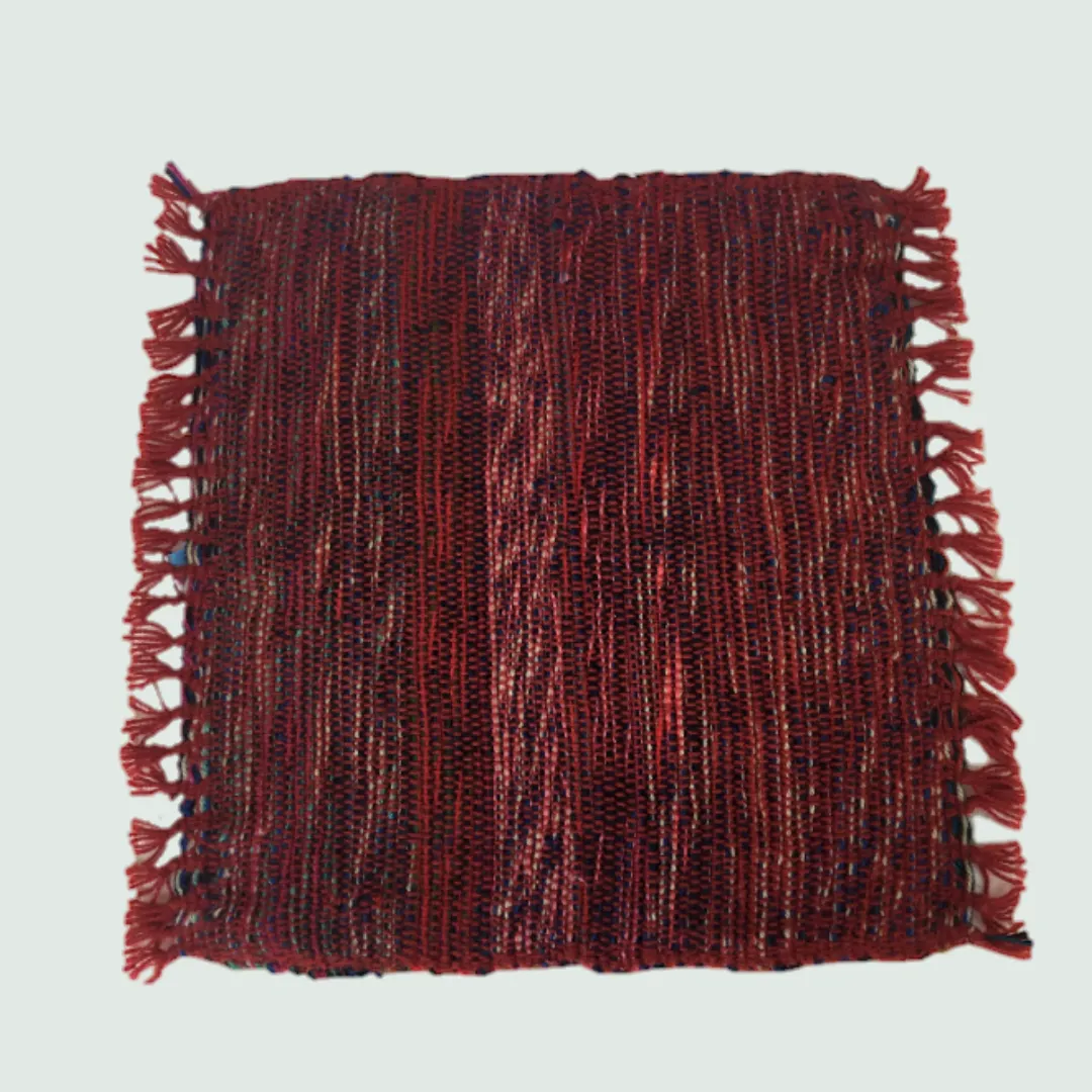 Organic Wool  | Hand Loom | Burgundy Floor Mat