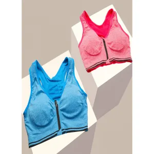 Pack of 2 High Impact Front Open Padded Sports Bra