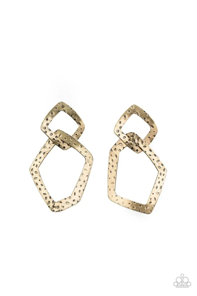 Paparazzi Earring ~ Scrap Yard - Brass