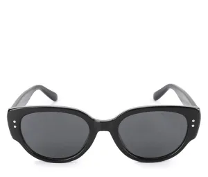 Polarized Plastic Frame Modern Oval Sunglasses - Black Black