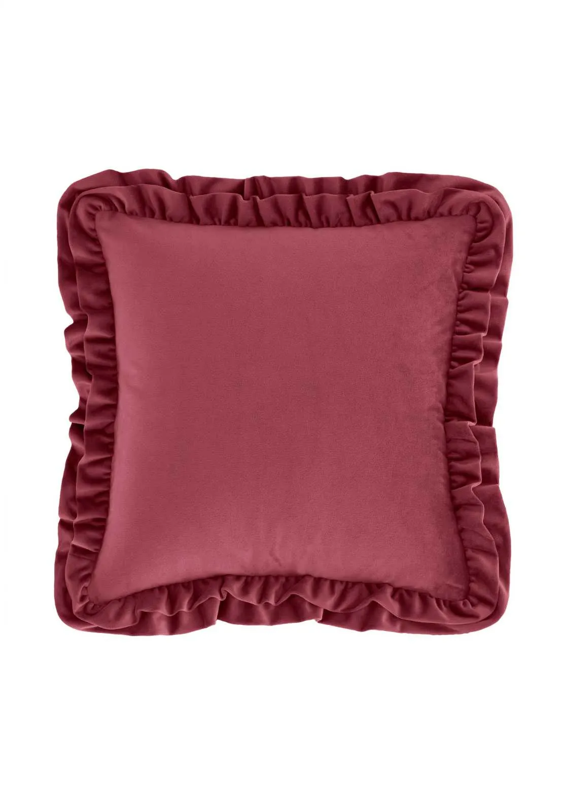 Reagan Soft Touch Matt Velvet Double Frill Cushion - Raspberry