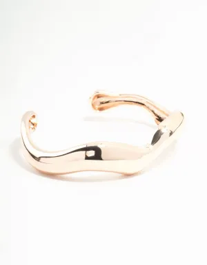 Rose Gold Plated Organic Wave Wrist Cuff