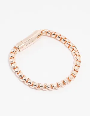 Rose Gold Plated Round Chain Clasp Bracelet
