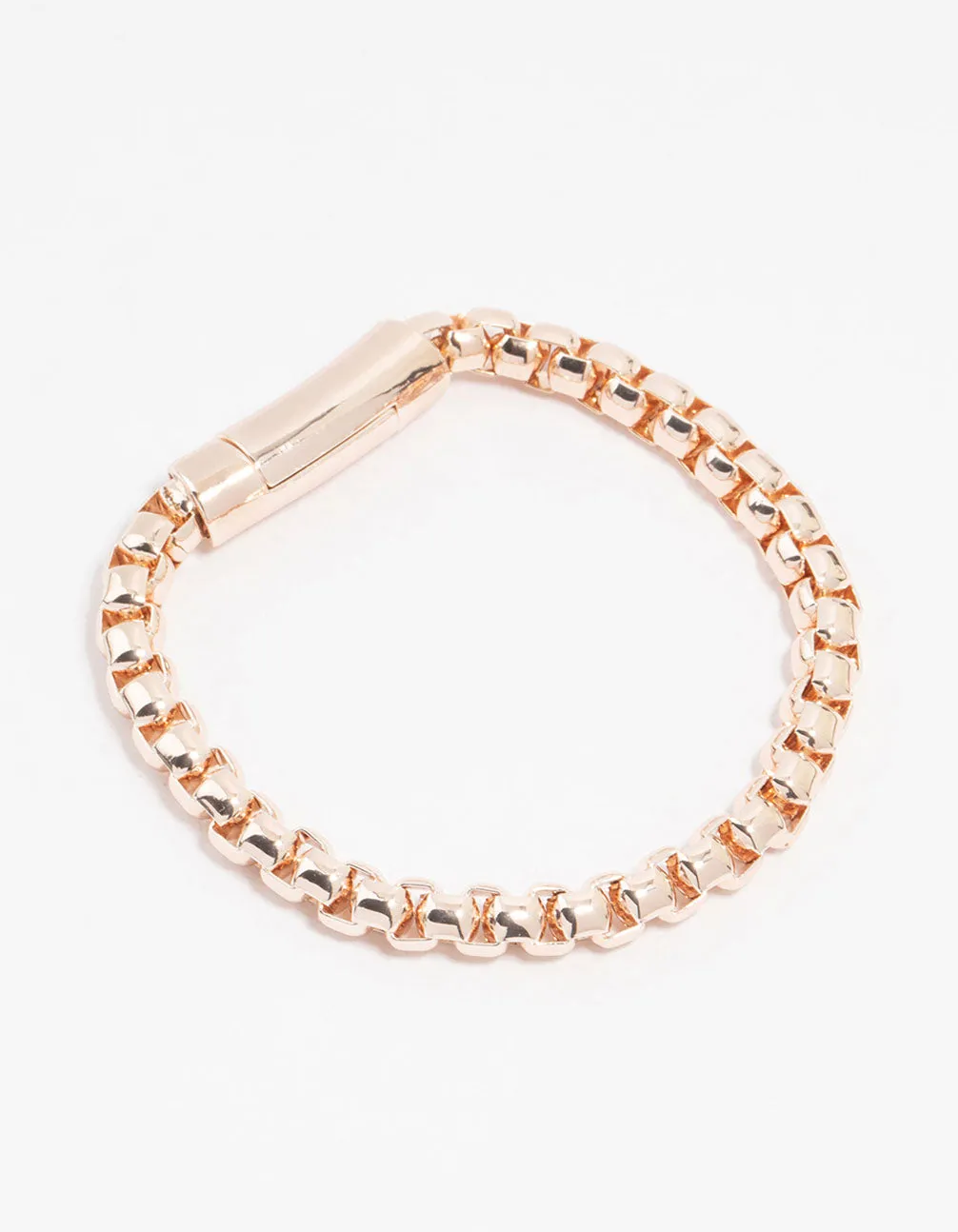 Rose Gold Plated Round Chain Clasp Bracelet