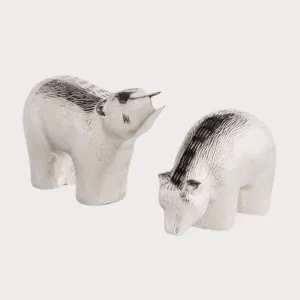 Set of Two Aluminum Polar Bear Sculptures