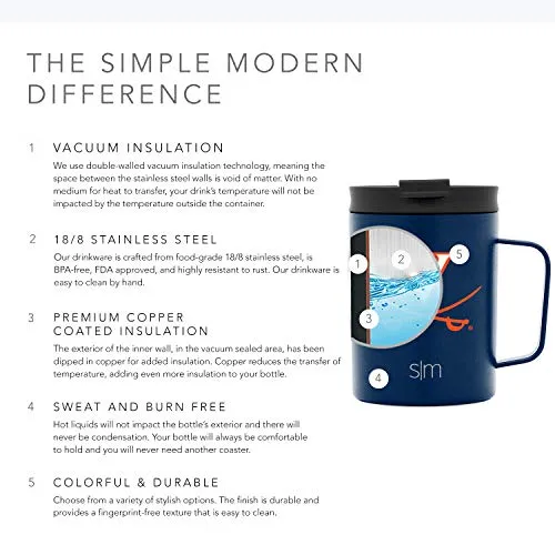 Simple Modern Officially Licensed Collegiate University of Virginia Coffee Mug with Lid | Gifts for Men Travel Thermos | 12oz Scout