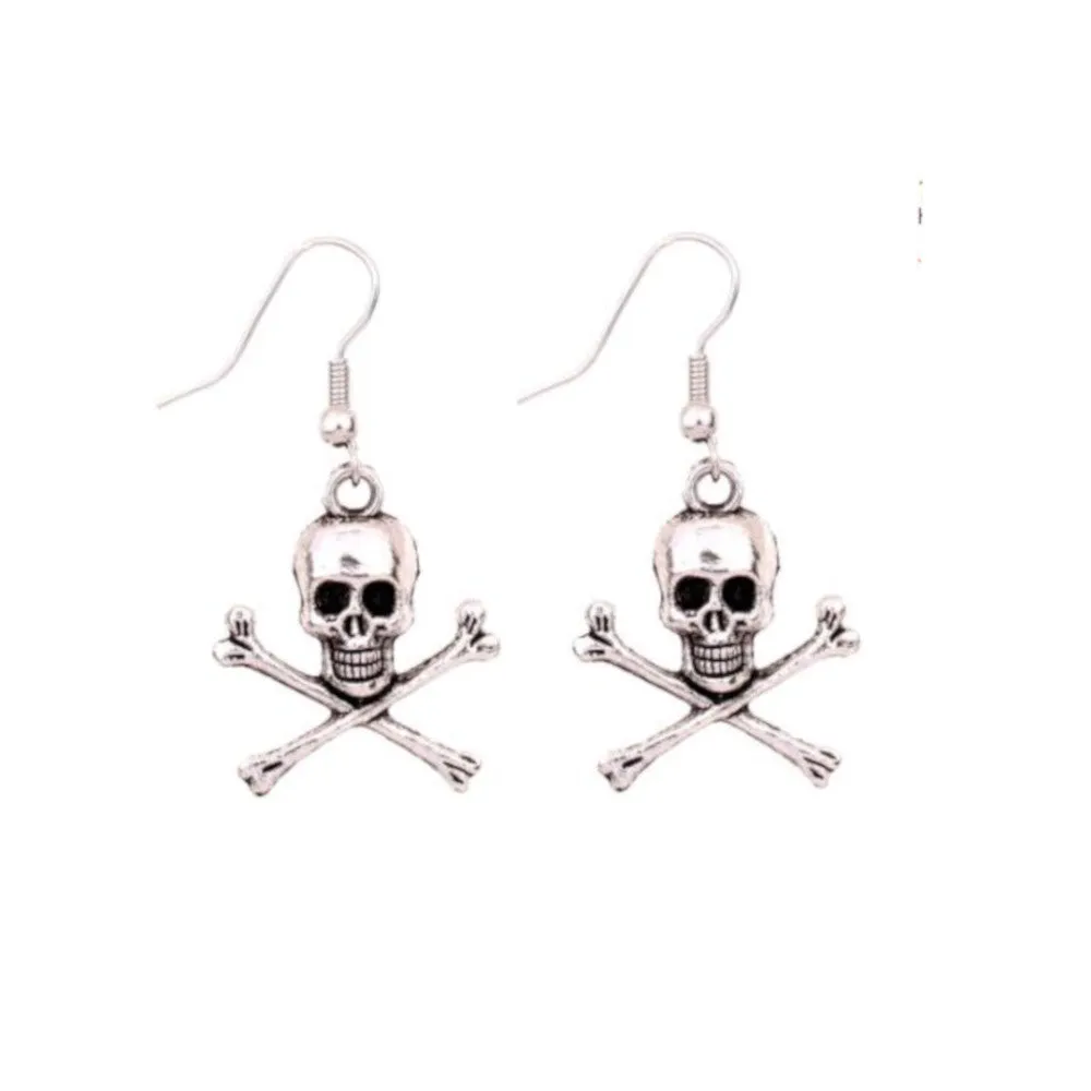 Skull Crossbones Dangle Earrings