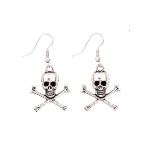 Skull Crossbones Dangle Earrings