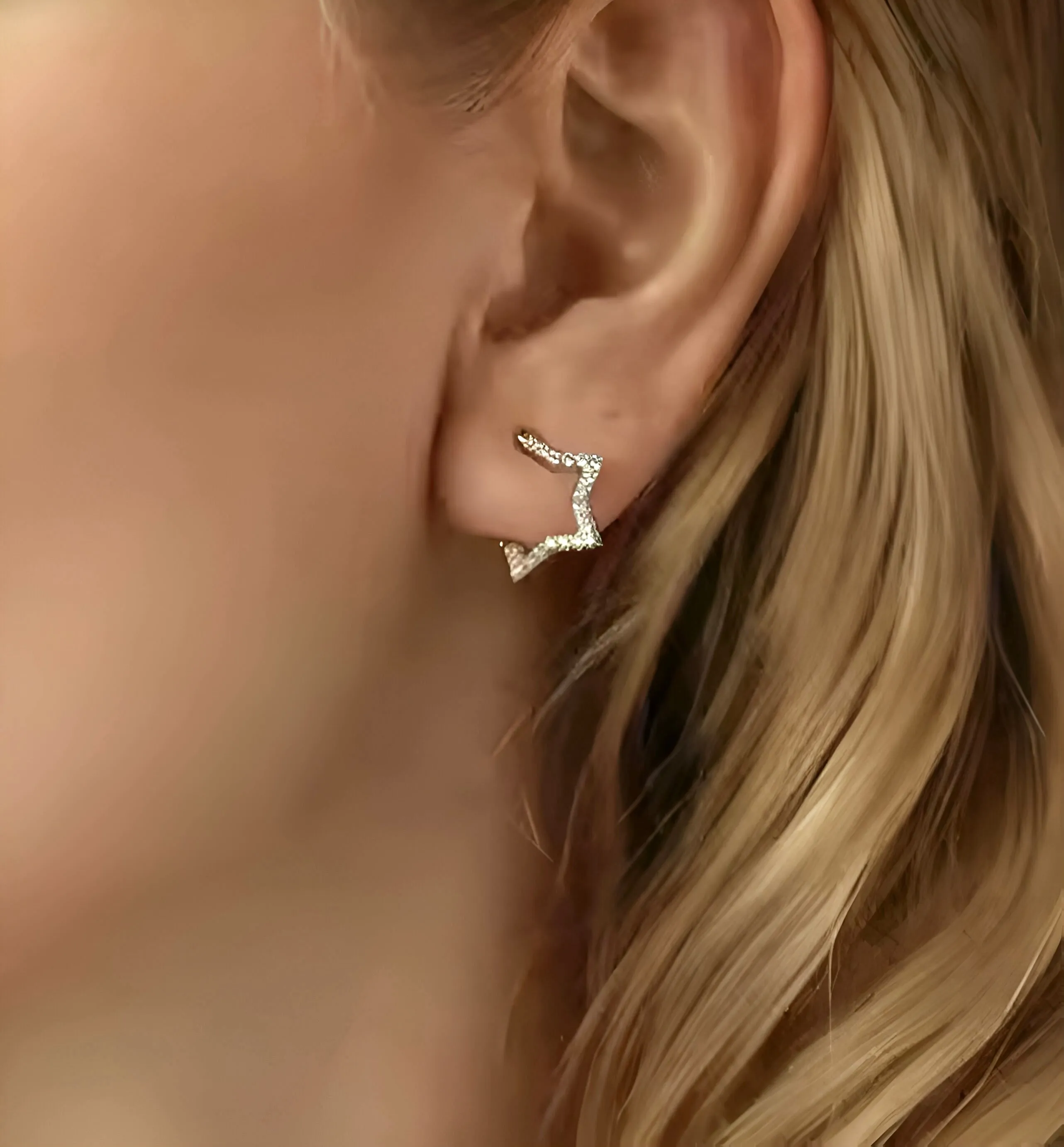 Sterling Silver Star Huggie Earring