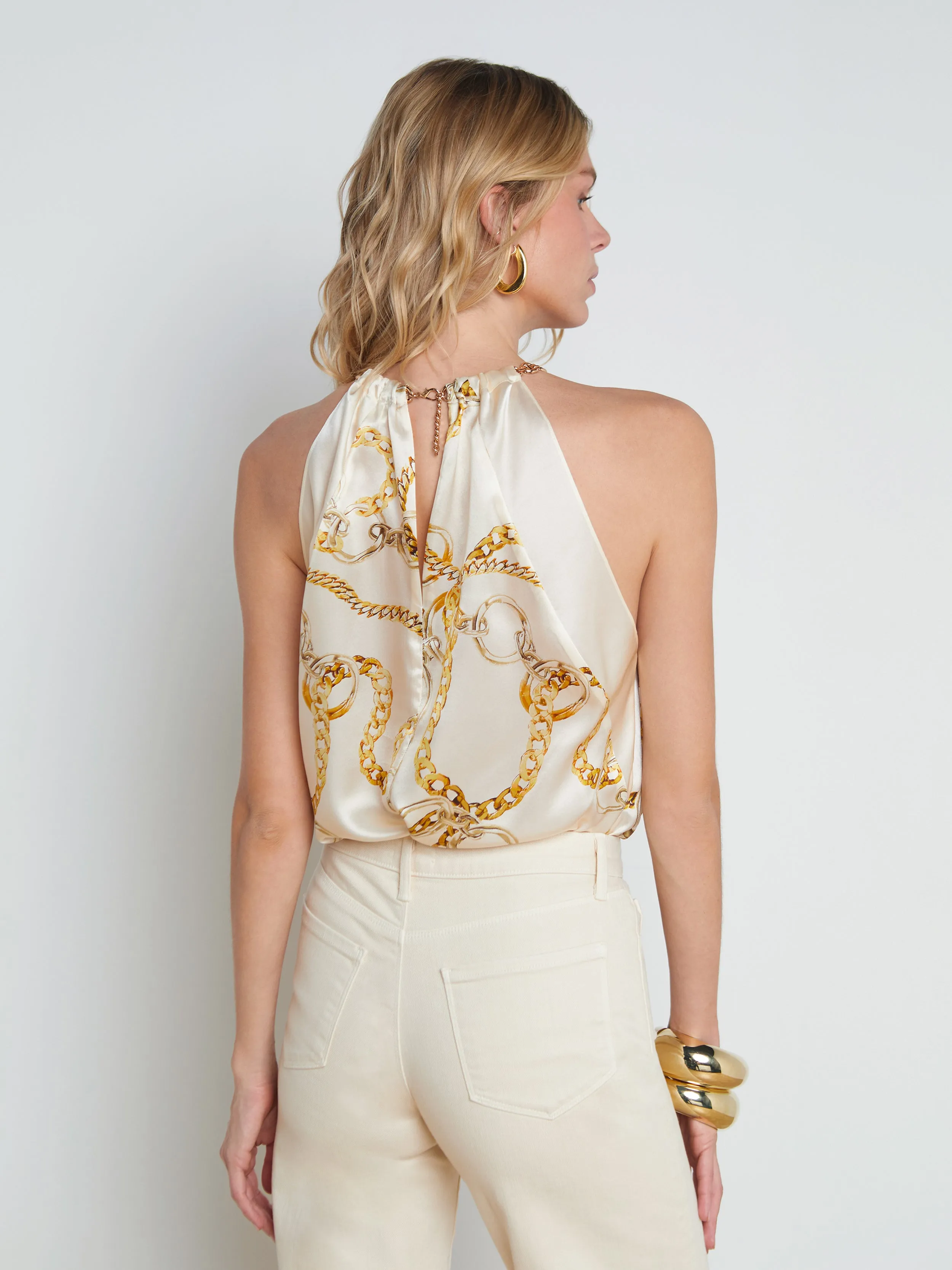 Tillie Silk Chain-Neck Top