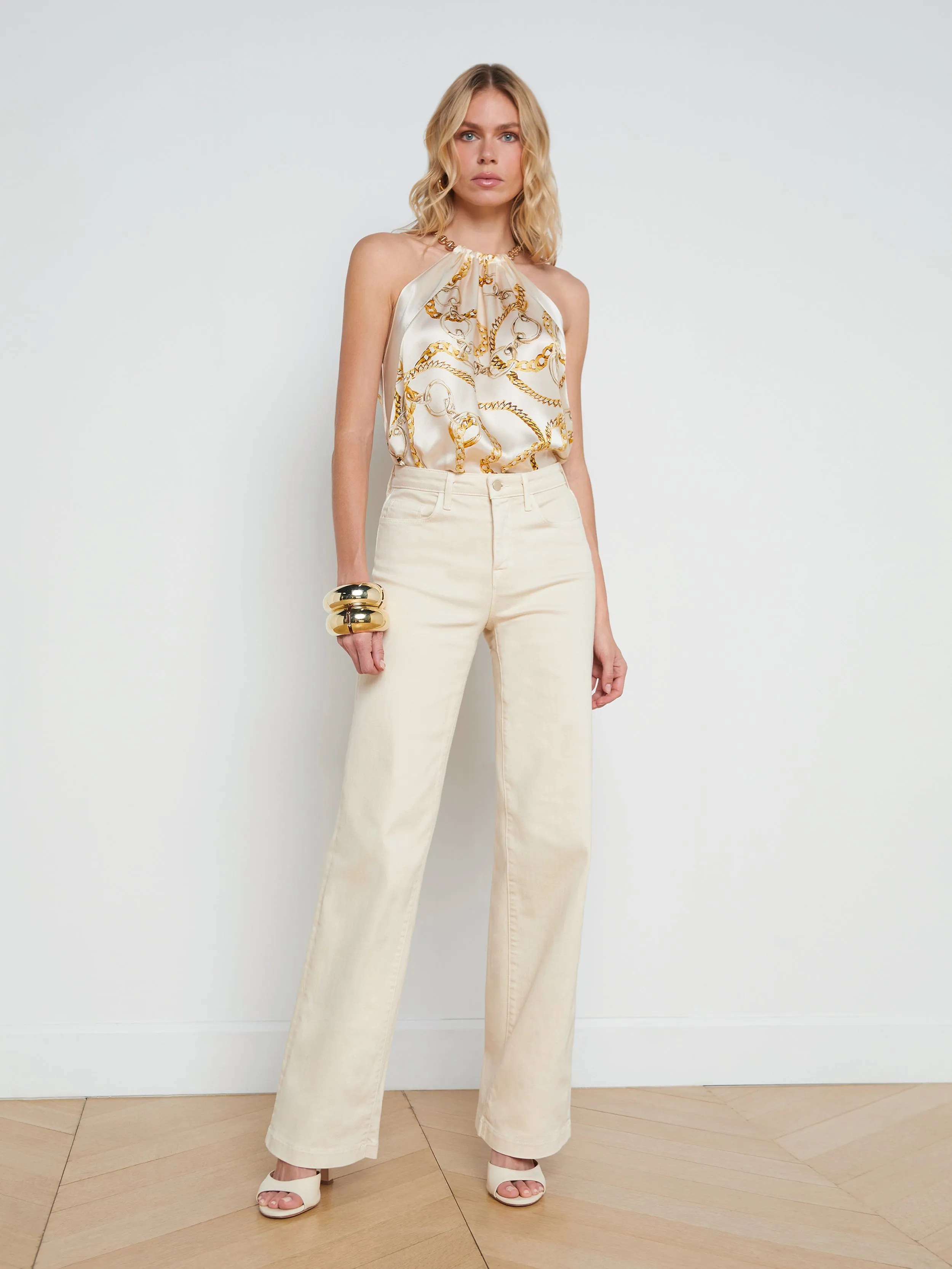 Tillie Silk Chain-Neck Top